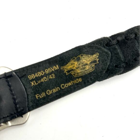 HARLEY DAVIDSON men's black leather belt - buckle with HD logo - Picture 6 of 9